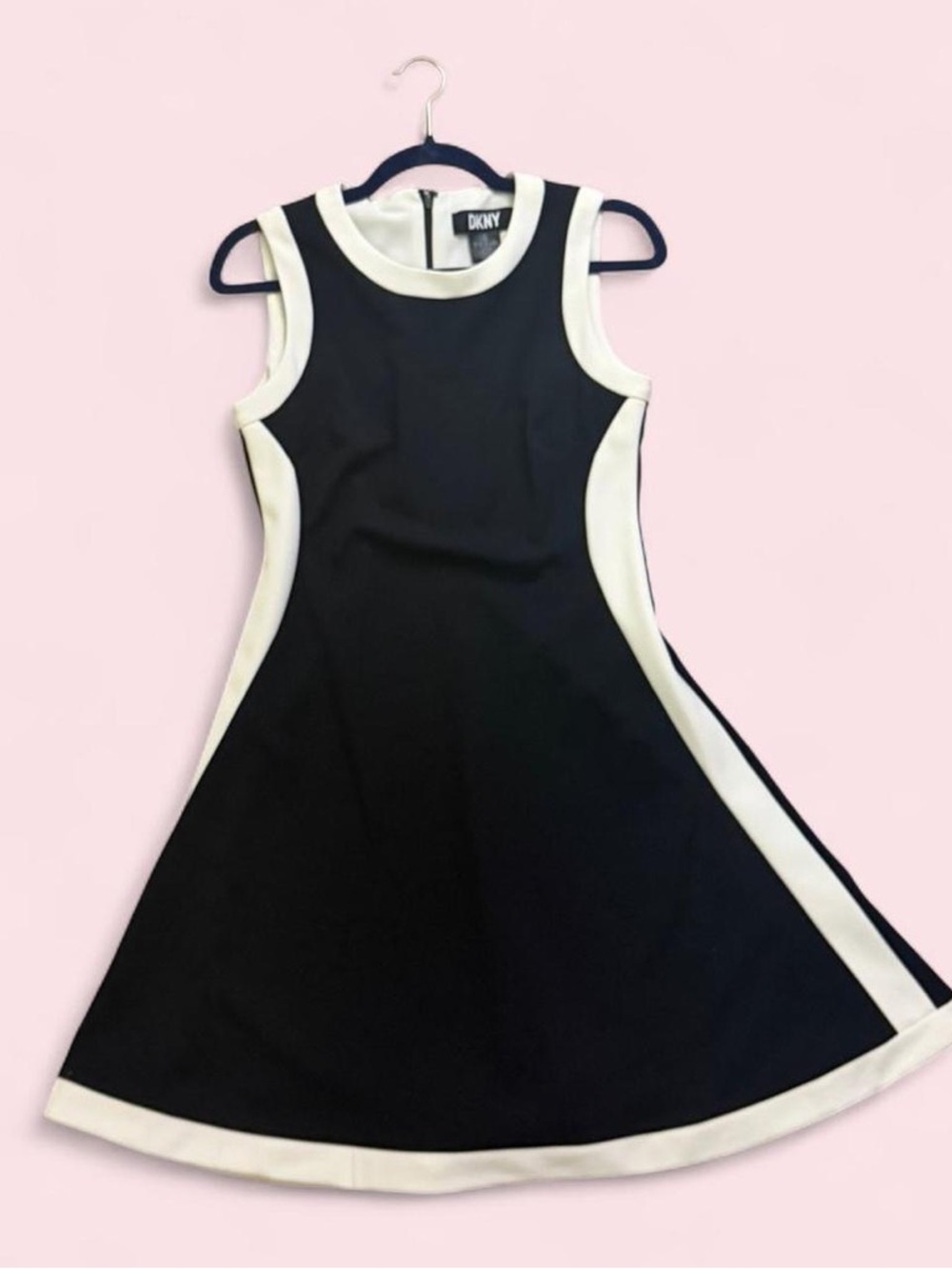 DKNY Black Dress with Cream Contrast Trim